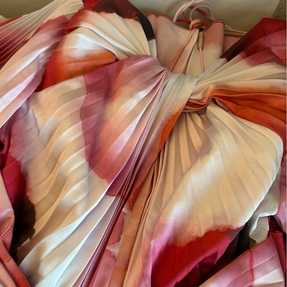 NEW Acler Dalliey Midi Long Sleeves Dress AU8/US4 Red Pink Abstract Floral Blush - Picture 6 of 12